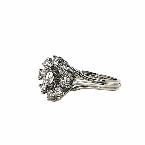 Bague 52 Bague vintage en or blanc 18 carats et platine sertie de diamants 58 Facettes BVP-BAG-0015