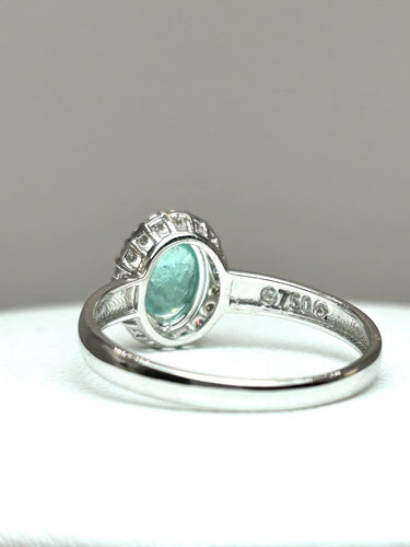 55 Bague en or blanc 18k avec tourmaline Paraíba et diamants 58 Facettes ANELLO PARAIBA OVALE