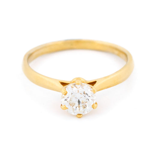 Bague 56.25 Bague solitaire en or jaune 18k avec diamant taille brillant 58 Facettes 7CA1E43A88BA41868223C2E703C290CA