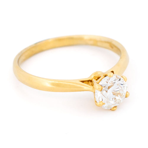 Bague 56.25 Bague solitaire en or jaune 18k avec diamant taille brillant 58 Facettes 7CA1E43A88BA41868223C2E703C290CA