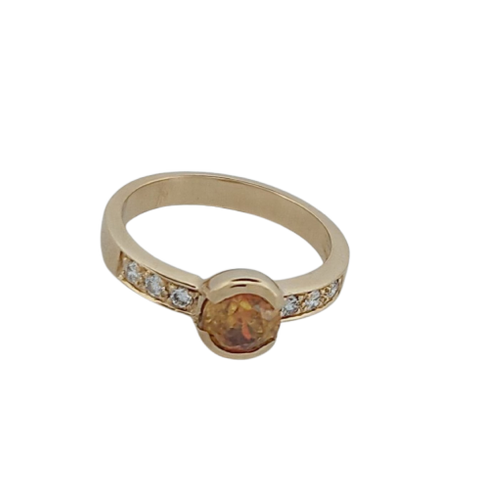 55 Bague en or jaune avec sphalérite et brillants 58 Facettes 2820268