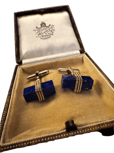Boutons de manchette en or jaune et lapis-lazuli 58 Facettes GEM458RT