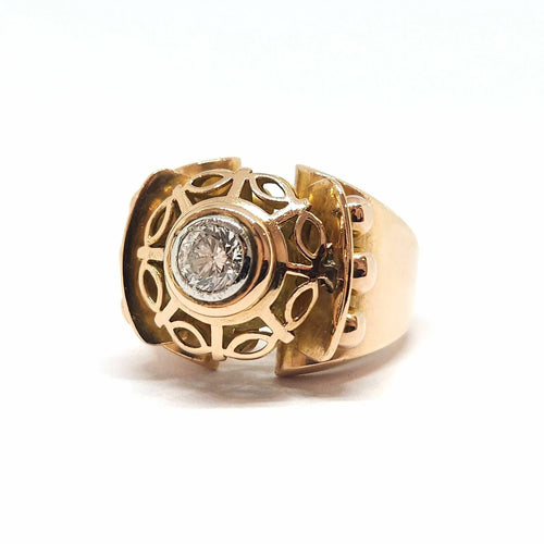 Bague 53 Bague vintage en or jaune 18 carats et diamant 58 Facettes BVP-BAG-0017