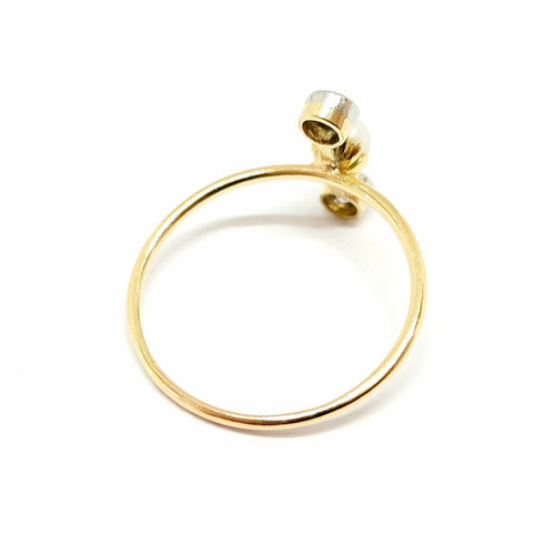 Bague 60 Bague toi & moi vintage en or jaune 18 carats, perle et diamants 58 Facettes BVP-BAG-0027