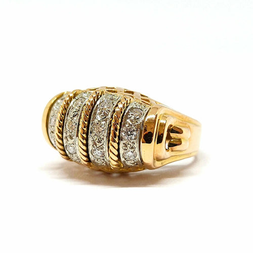 Bague 52 Bague ancienne en or jaune 18 carats et diamants 58 Facettes BVP-BAG-0032