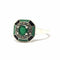 Bague 58 Bague vintage en argent 925, agate verte et émail 58 Facettes BVP-BAG-0036