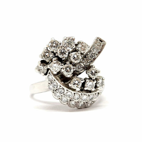 Bague 60 Bague vintage en platine 850 sertie de diamants 58 Facettes BVP-BAG-0039
