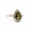 Bague 53 Bague saphir vert et diamants en or blanc 18 carats 58 Facettes BVP-BAG-0040