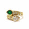 Bague 50 Bague Toi & Moi en or jaune 18 carats avec émeraude et diamants 58 Facettes BVP-BAG-0045