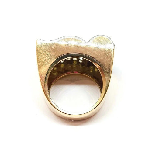 Bague 51 Bague tank en or jaune 18 carats rubis et diamants 58 Facettes BVP-BAG-0046