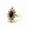 Bague 51 Bague marguerite en or jaune 18 carats au saphir et diamants 58 Facettes BVP-BAG-0048
