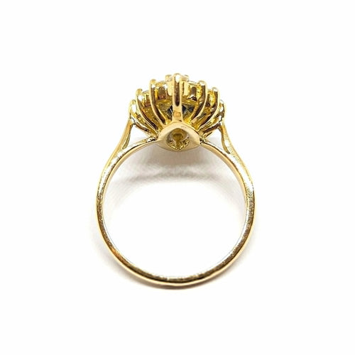 Bague 51 Bague marguerite en or jaune 18 carats au saphir et diamants 58 Facettes BVP-BAG-0048