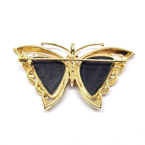 Pendentif Broche pendentif papillon en or jaune 18 carats, rubis, diamants et onyx 58 Facettes BVP-PEN-0050