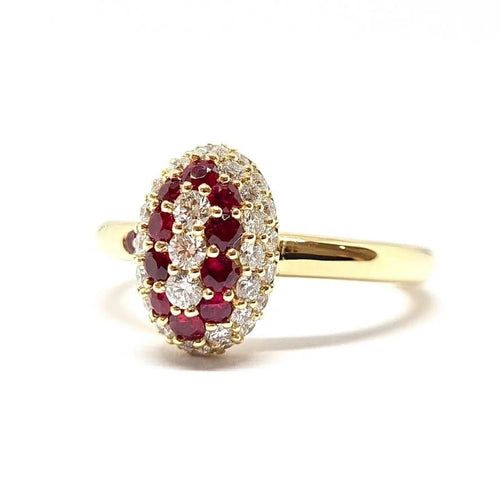 Bague 54 Bague coccinelle en or jaune 18 carats, rubis et diamants 58 Facettes BVP-BAG-0054