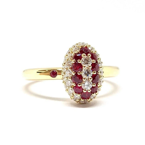 Bague 54 Bague coccinelle en or jaune 18 carats, rubis et diamants 58 Facettes BVP-BAG-0054