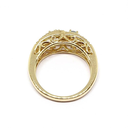 Bague 54 Bague lien aigue-marine et diamants en or jaune 18 carats 58 Facettes BVP-BAG-0055