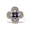 Bague 54 Bague fleur en or blanc 18 carats, saphirs, aigues-marines et diamants 58 Facettes BVP-BAG-0056