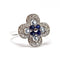 Bague 54 Bague fleur en or blanc 18 carats, saphirs, aigues-marines et diamants 58 Facettes BVP-BAG-0056
