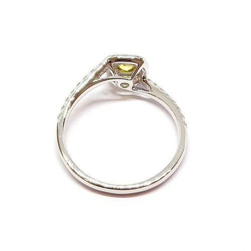 Bague 53 Bague saphir jaune et diamants en or blanc 18 carats 58 Facettes BVP-BAG-0064