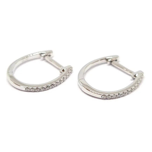 Boucles d'oreilles Boucles d'oreilles créoles rondes en or blanc 18 carats et diamants 58 Facettes BVP-BDO-0068