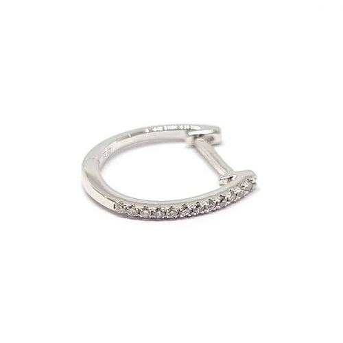 Boucles d'oreilles Boucles d'oreilles créoles rondes en or blanc 18 carats et diamants 58 Facettes BVP-BDO-0068