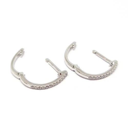 Boucles d'oreilles Boucles d'oreilles créoles rondes en or blanc 18 carats et diamants 58 Facettes BVP-BDO-0068