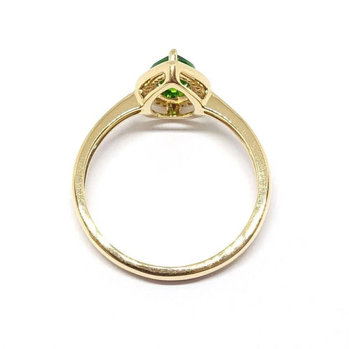 Bague 56 Bague poire diopside et diamants en or jaune 18 carats 58 Facettes BVP-BAG-0077