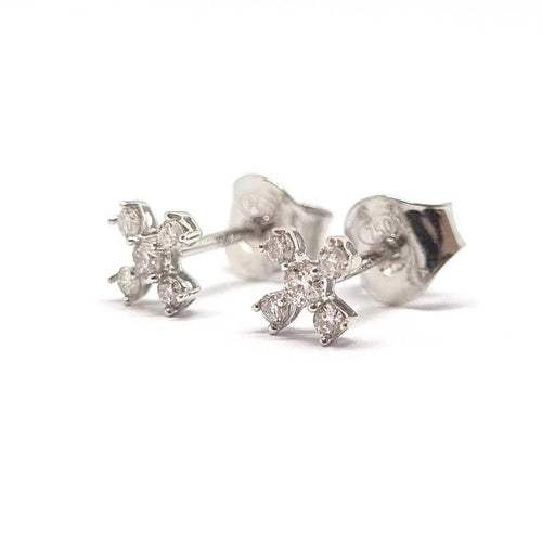 Boucles d'oreilles Boucles d'oreilles croix en or blanc 18 carats et diamants 58 Facettes BVP-BDO-0081