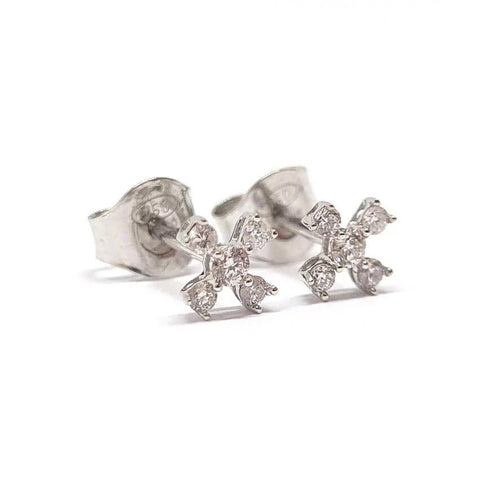 Boucles d'oreilles Boucles d'oreilles croix en or blanc 18 carats et diamants 58 Facettes BVP-BDO-0081