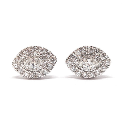 Boucles d'oreilles Boucles d'oreilles marquise en or blanc 18 carats et diamants 58 Facettes BVP-BDO-0085