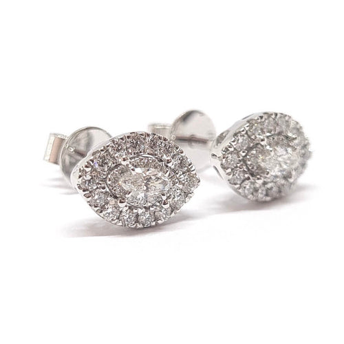 Boucles d'oreilles Boucles d'oreilles marquise en or blanc 18 carats et diamants 58 Facettes BVP-BDO-0085