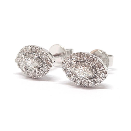 Boucles d'oreilles Boucles d'oreilles marquise en or blanc 18 carats et diamants 58 Facettes BVP-BDO-0085