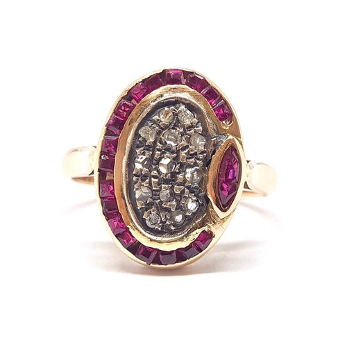 Bague 55 Bague rubis et diamants en or rose 14 carats 58 Facettes BVP-BAG-0090