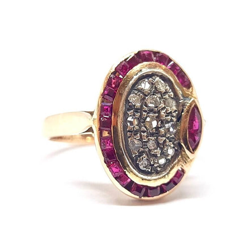 Bague 55 Bague rubis et diamants en or rose 14 carats 58 Facettes BVP-BAG-0090