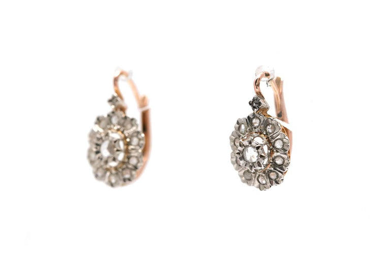 Boucles d'oreilles Art déco - Boucles d'oreilles en or jaune et diamants taille rose 58 Facettes 23949