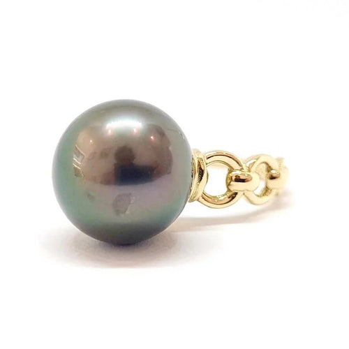 Bague 53 Bague solitaire perle de Tahiti en or jaune 18 carats 58 Facettes BVP-BIJ-0094