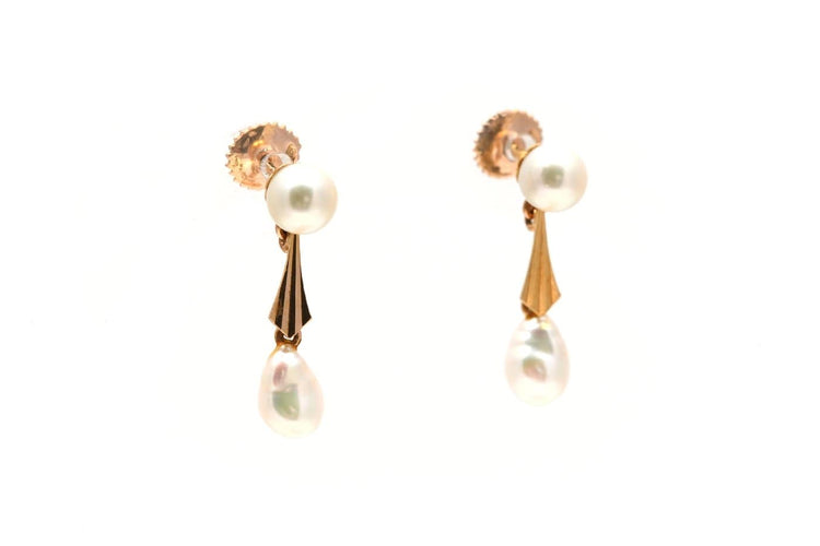 Boucles d'oreilles Art Déco - Boucles d'oreilles en or jaune 18 carats et perles 58 Facettes 24014