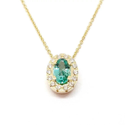 Collier Collier entourage émeraude et diamants en or jaune 18 carats 58 Facettes BVP-COL-0097