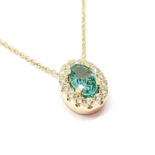 Collier Collier entourage émeraude et diamants en or jaune 18 carats 58 Facettes BVP-COL-0097