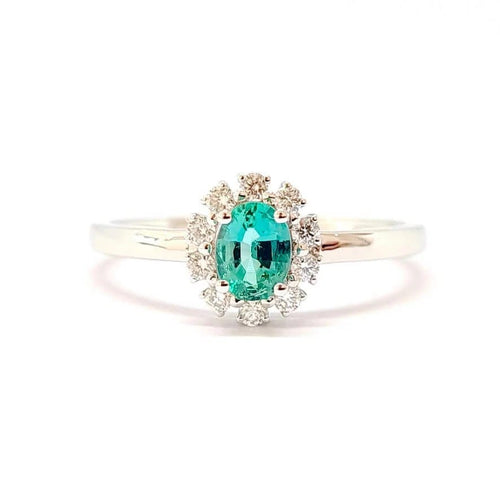 Bague 54 Bague en or blanc 18 carats, émeraude et diamants 58 Facettes BVP-BAG-0098