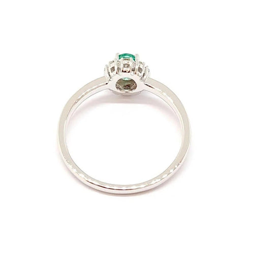 Bague 54 Bague en or blanc 18 carats, émeraude et diamants 58 Facettes BVP-BAG-0098