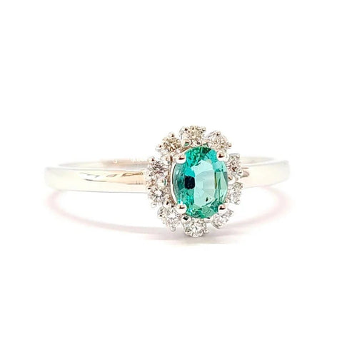 Bague 54 Bague en or blanc 18 carats, émeraude et diamants 58 Facettes BVP-BAG-0098