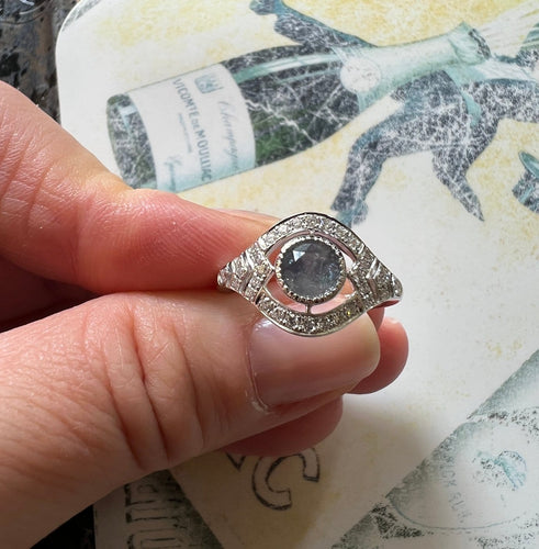 53 Bague en or blanc avec alexandrite ALGT 0,77 ct et diamants 58 Facettes ring