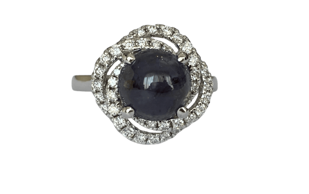 51 Bague en or blanc avec alexandrite ALGT 3,32 ct et diamants 58 Facettes ring