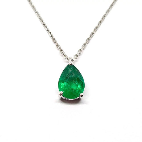 Collier Collier solitaire en or blanc 18 carats avec émeraude 58 Facettes BVP-COL-0106
