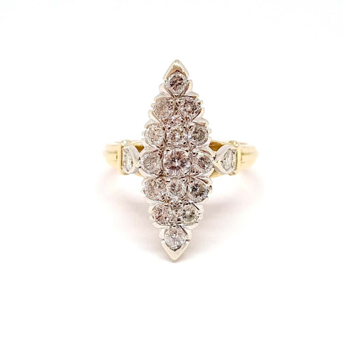 Bague 54 Bague marquise en or jaune et blanc 18 carats sertie de diamants 58 Facettes BVP-BAG-0110