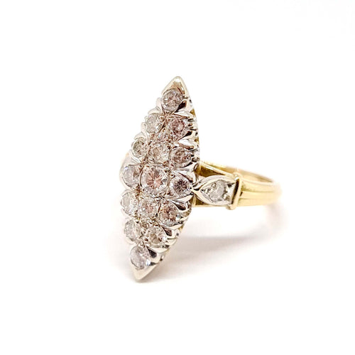 Bague 54 Bague marquise en or jaune et blanc 18 carats sertie de diamants 58 Facettes BVP-BAG-0110