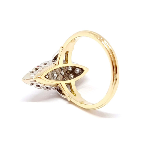 Bague 54 Bague marquise en or jaune et blanc 18 carats sertie de diamants 58 Facettes BVP-BAG-0110