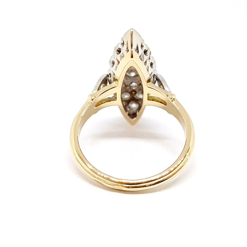 Bague 54 Bague marquise en or jaune et blanc 18 carats sertie de diamants 58 Facettes BVP-BAG-0110