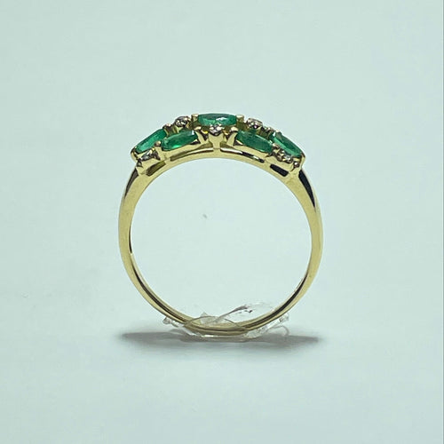 Bague 58 Bague - Diamant et pierres vertes en or jaune 58 Facettes 250277
